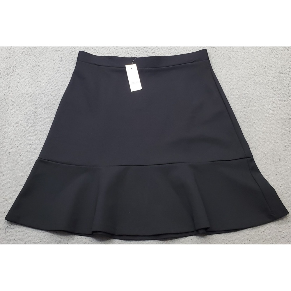 LOFT A-Line Mini Skirt Womens Small Black Pleated Casual Modern Fit Flounce Hem